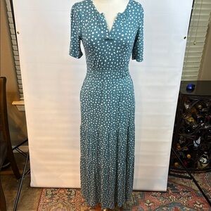 Serra Teal Polka Dot tiered maxi dress, Medium - Viral ALDI dress from last year